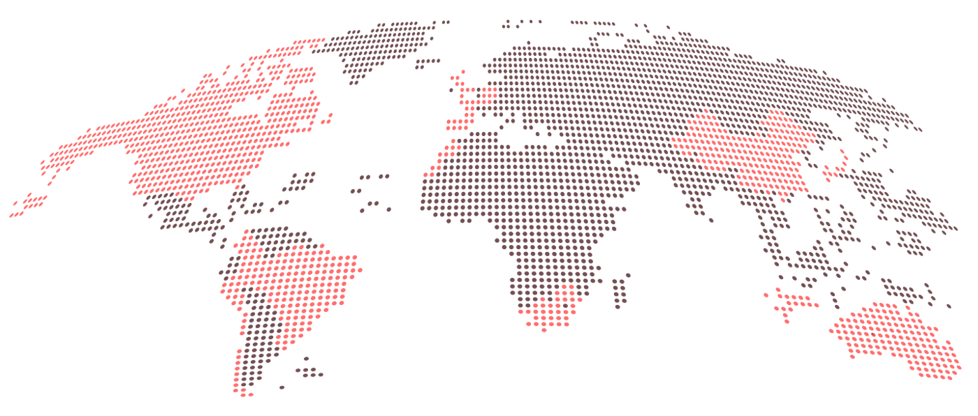 Mapa do mundo mostrando as conexões que a acorn tem ao redor do mundo